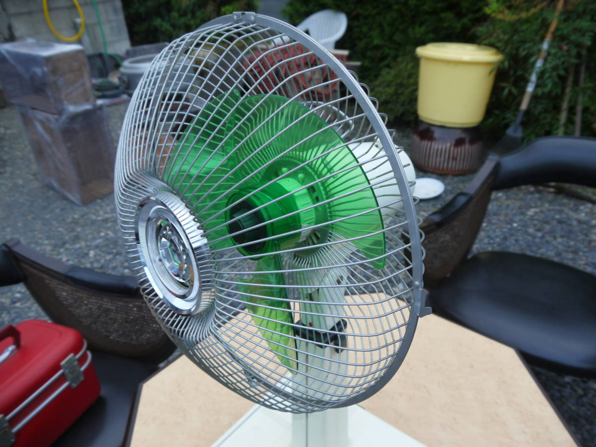[1Au27 MO] Showa Retro National 30cm electric fan 3 sheets wings root seat .. timer attaching 1978 year made F-30K1K National