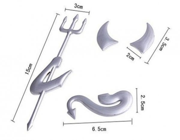 【新品・即決】エンブレム デコレーション 3D ステッカー デビル シルバー 悪魔 カー用品_画像3