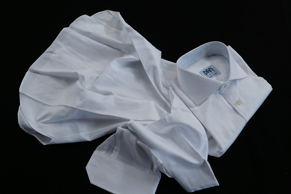 ★イタリアDANROMAワイドカラーシャツ白 STRESA TWILL BIANCA 4/4 しなやかに優しく光沢美しく上質な糸をしっかり撚りあげました！ L 42-93_画像7