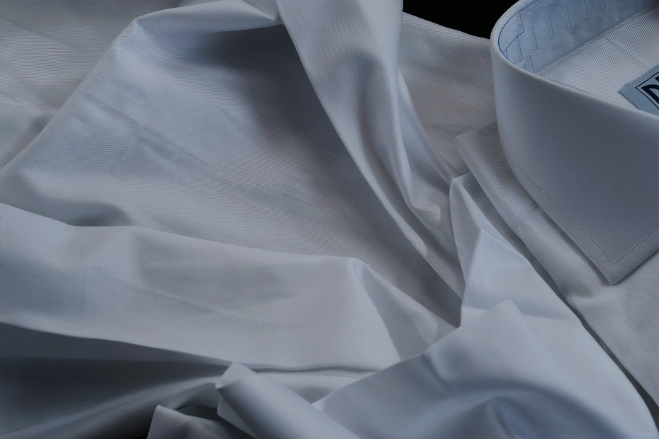 ★イタリアDANROMAワイドカラーシャツ白 STRESA TWILL BIANCA 4/4 しなやかに優しく光沢美しく上質な糸をしっかり撚りあげました！ L 42-93_画像8