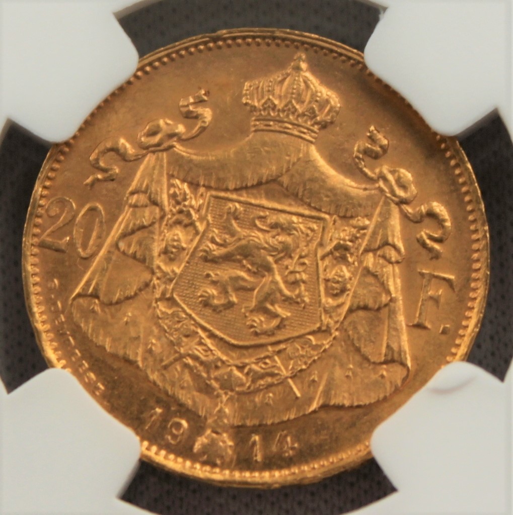 ヤフオク 1914年 ベルギー アルバート1世 フラン 金貨 N
