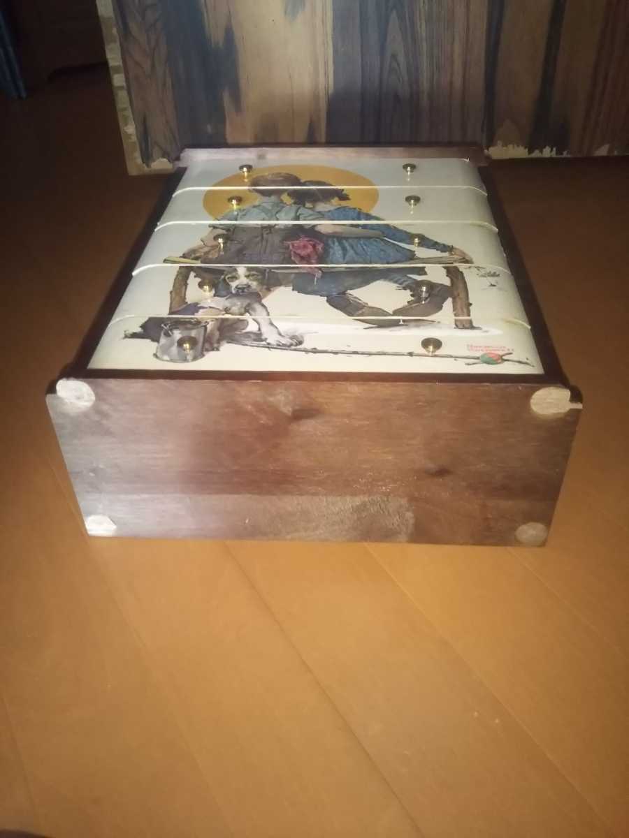 Sankyo sun kyo- music box case jue Reebok sNorman Rockwell Norman lock well my way small drawer antique 