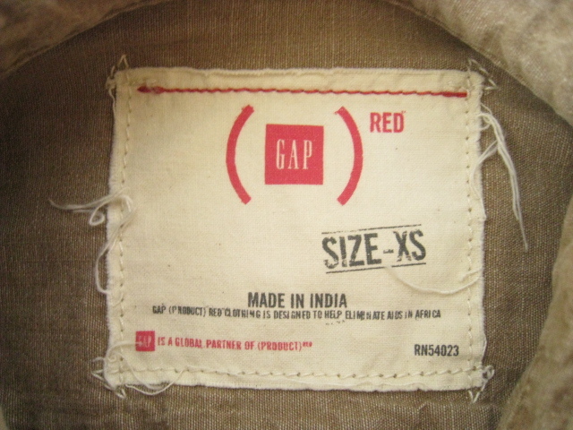 GAP RED ギャップ トップス シャツ 長袖 胸ポケット ベージュ XSサイズ シンプル_画像6