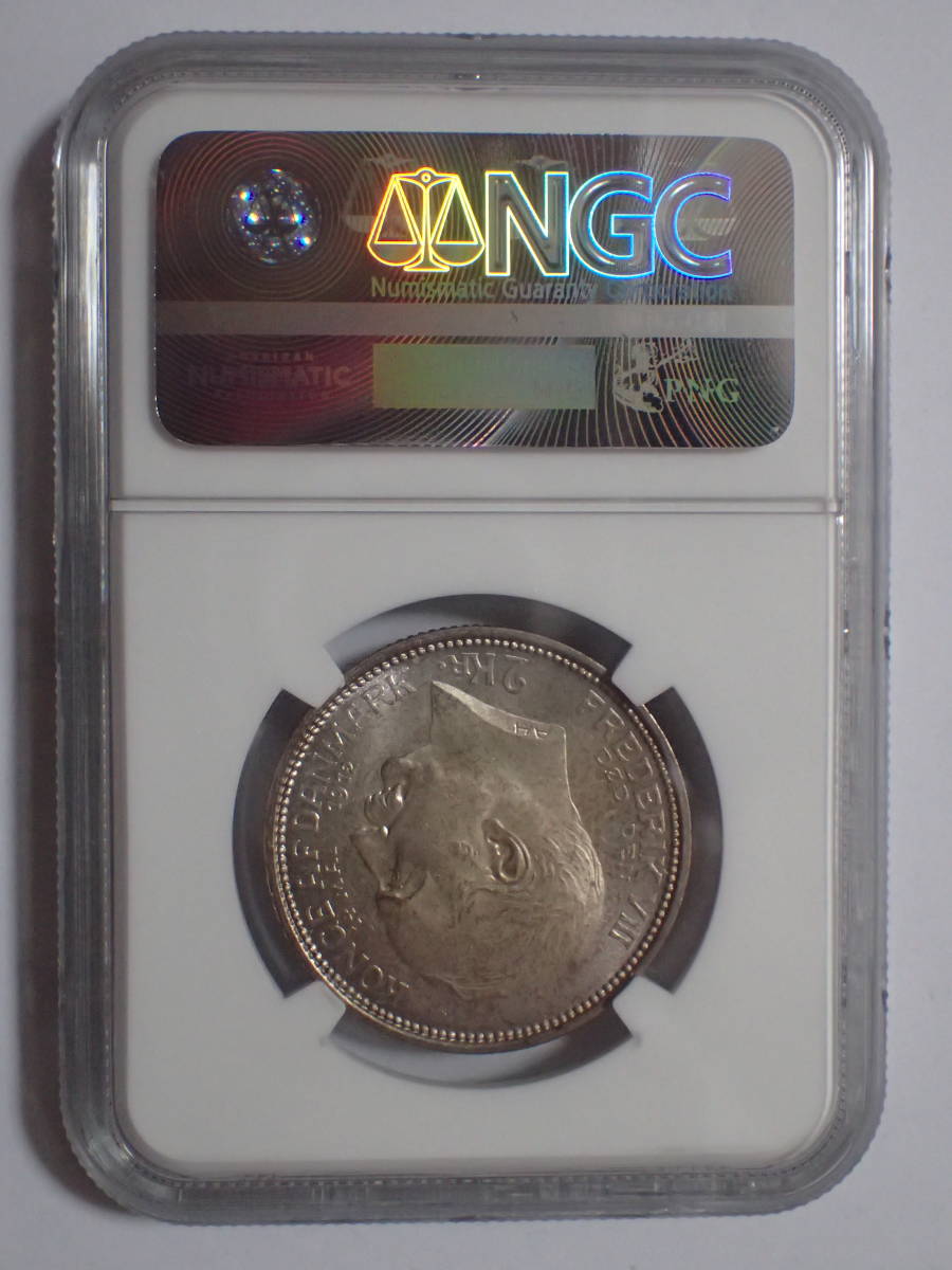 デンマーク 1912年 2クローネ銀貨 NGC鑑定 MS64 クリスチャン10世戴冠記念 アンティークコイン