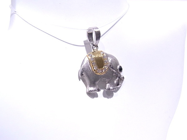 Pt900 platinum K18 yellow gold . motif pendant diamond blue green stone [ used ][ pawnshop exhibition ][ beautiful goods ]