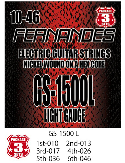 FERNANDES GS1500L フェルナンデス 日本製エレキギター弦 3パック弦 ライトゲージ 010-046 Light Gauge_画像1