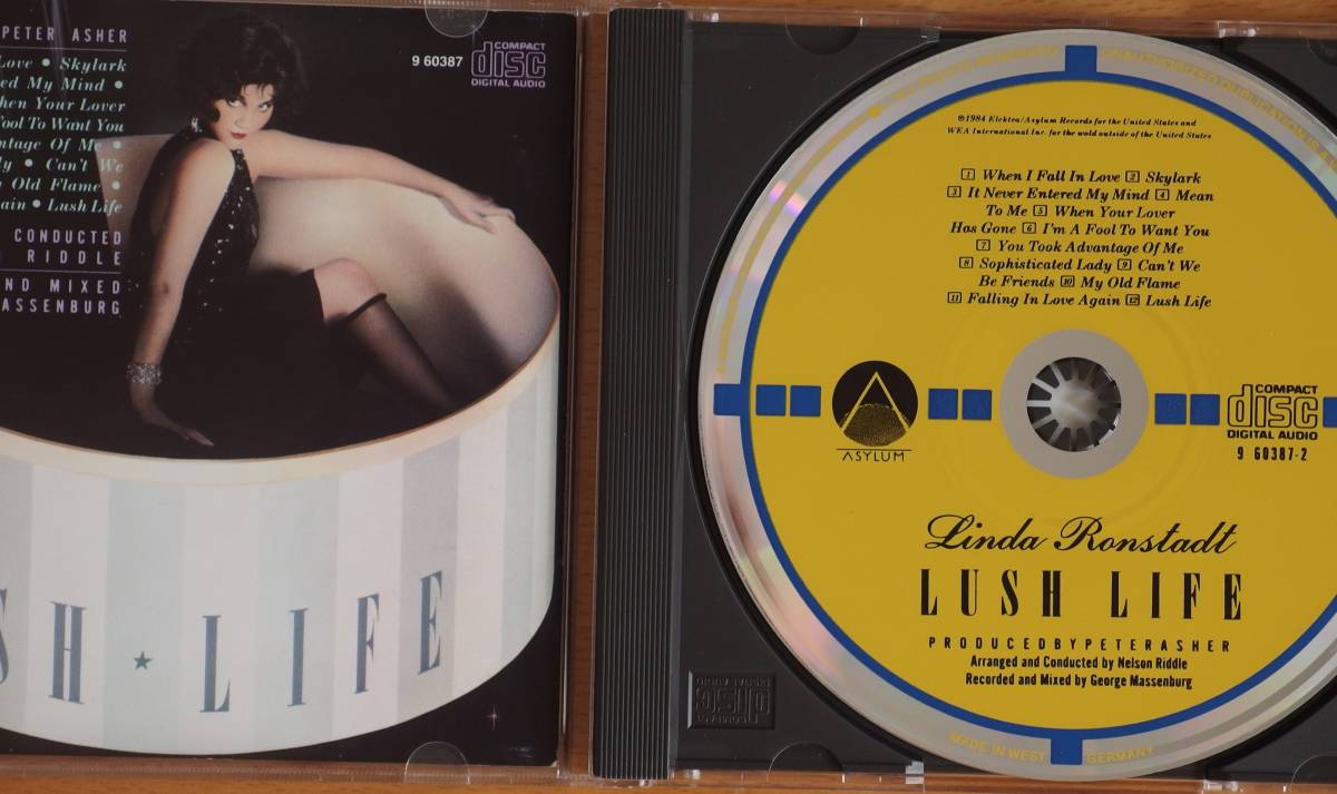 Linda Ronstadt with Nelson Riddle & his Orchestra Lush Life 輸入盤中古CD Made in West Germany Record Service GmbH Alsdorf社