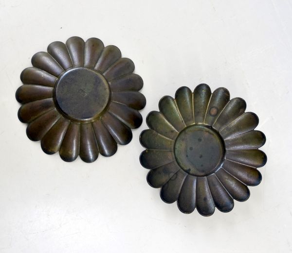 煎茶】十一代 中川浄益「菊形 茶托 五客」高2×径11.5cm 底に