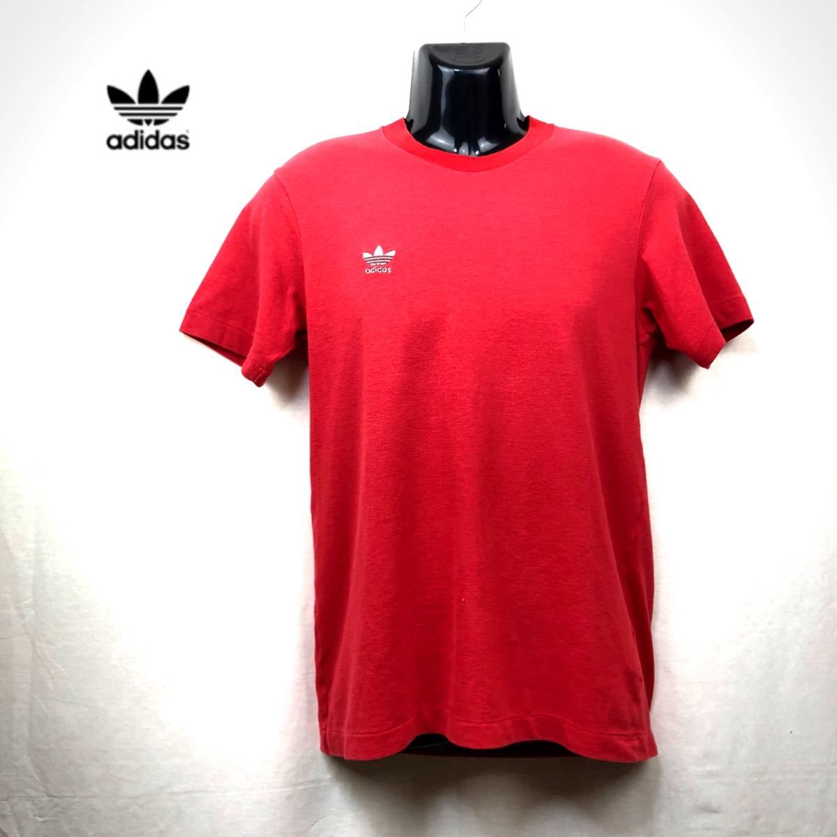 即決★adidas★アディダス★メンズ★半袖Tシャツ★Mサイズ★赤★レッド★丸首★ワンポイント★_画像1