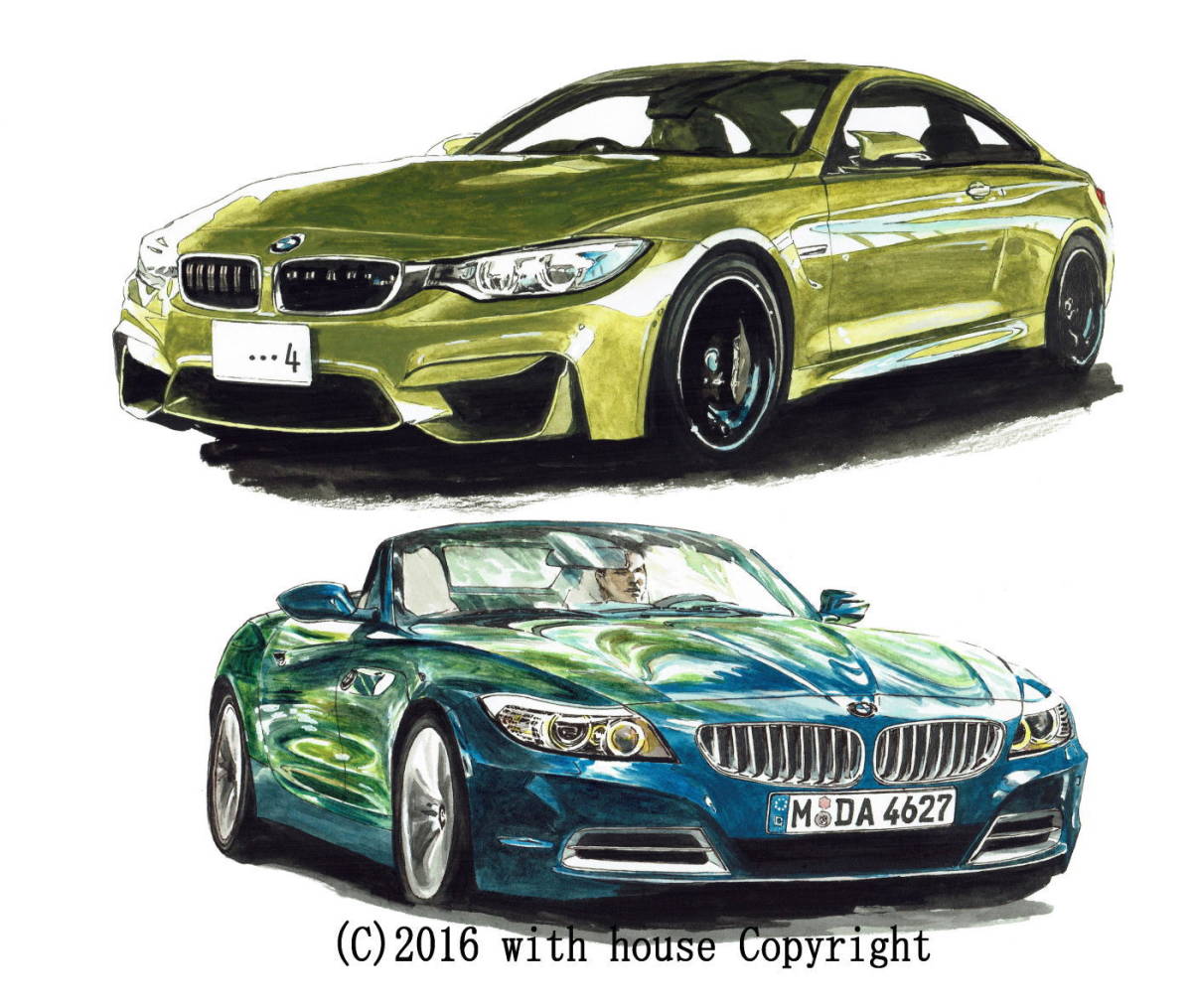 GC-239 BMW Z4/M4クーペ・GC-240 BMW M6/M4クーペ限定版画300部 直筆サイン有 額装済●作家 平右ヱ門 希望ナンバーをお選び下さい。