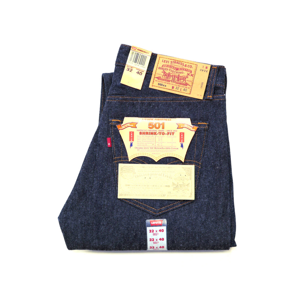 ☆送料無料 デッドストック 90s ビンテージ LEVIS USA製 リーバイス 501 ストレート デニム パンツ ジーンズ 古着 リジッド ワーク メンズ_画像1