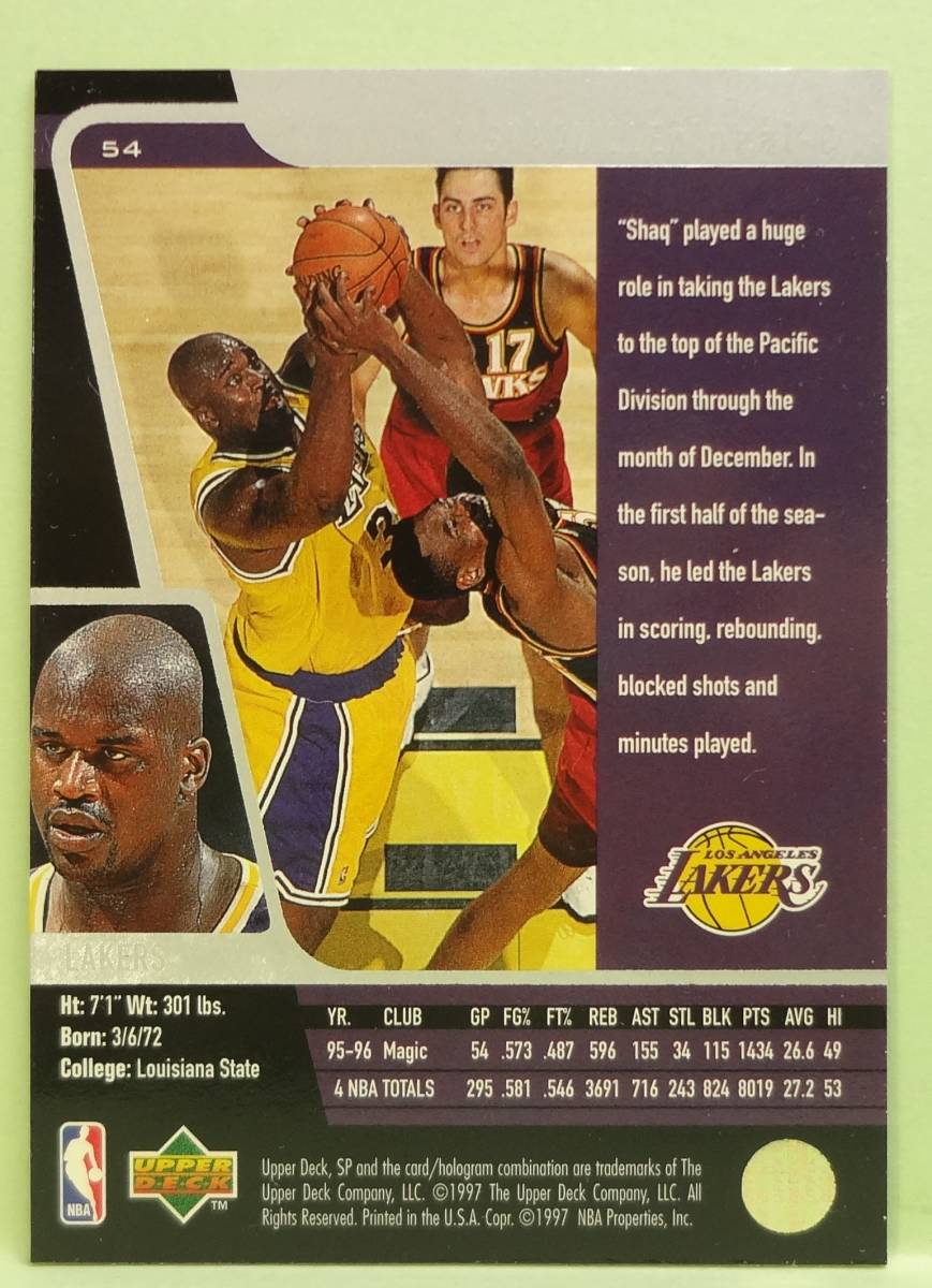  NBA シャキール・オニール 1996-97 SP Shaquille O'Neal _画像3