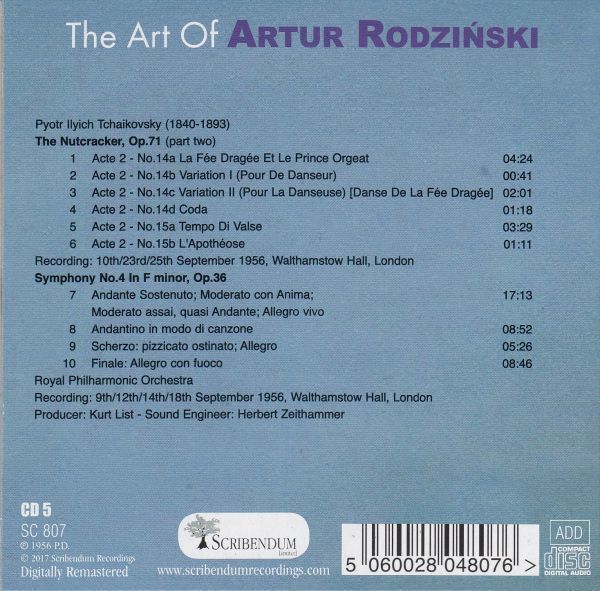 [CD/Scribendum]チャイコフスキー:くるみ割り人形(第2部)&交響曲第4番/ロジンスキー&ロイヤル・フィルハーモニー管弦楽団 1956.9_画像2