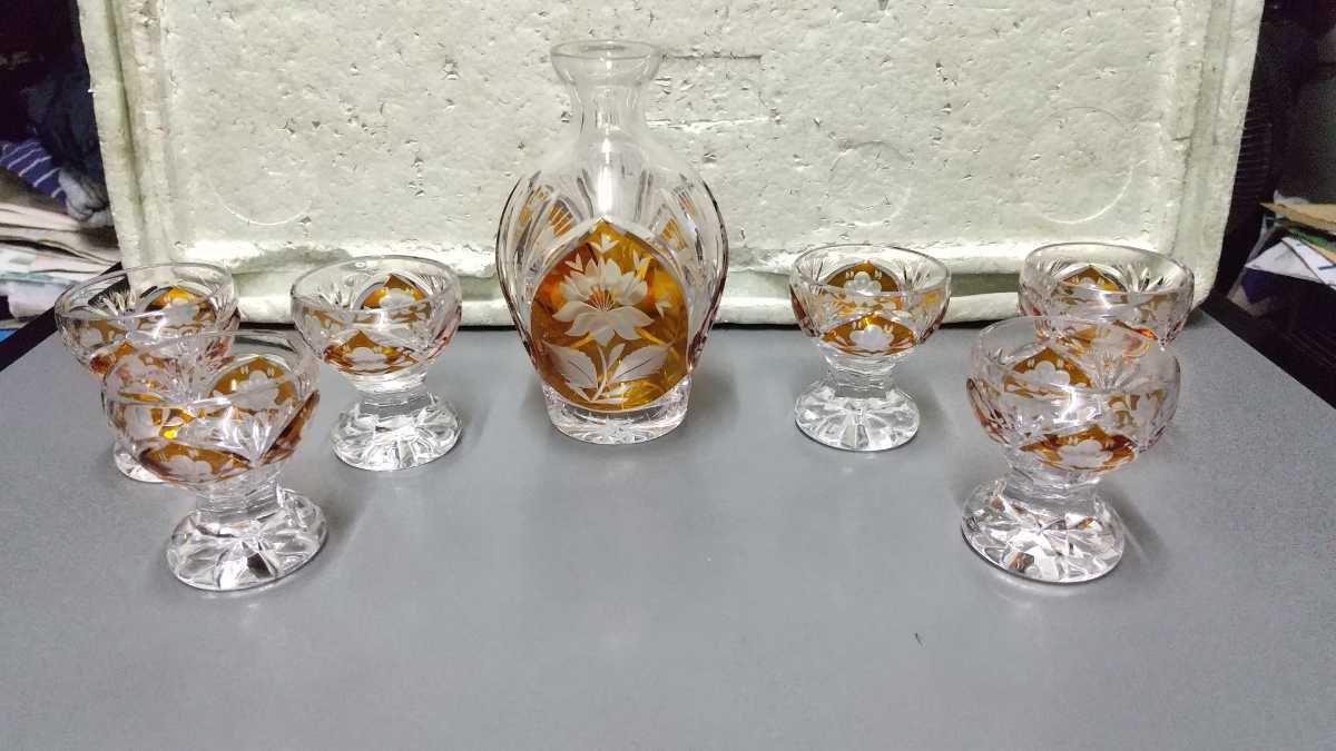 切子 冷酒 カットガラス ホヤ クリスタル 徳利セット 未使用品 バカラ