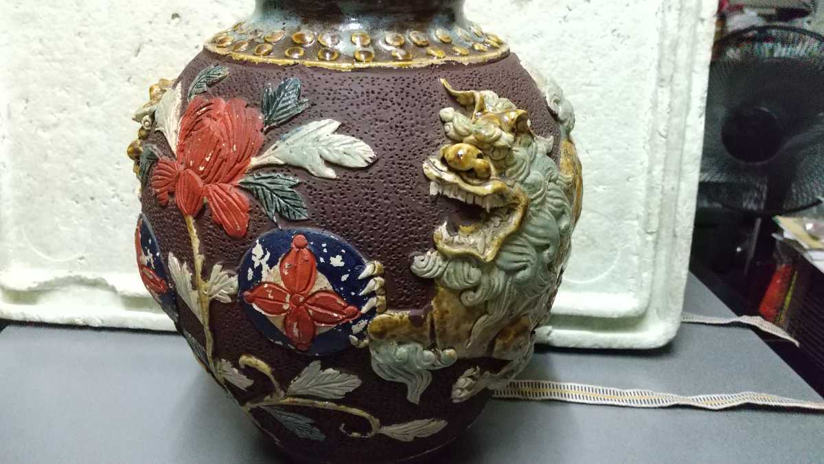 蔵出し品 景徳鎮? 狛犬 シーザー 古い 中国古玩美術 花瓶 時代物