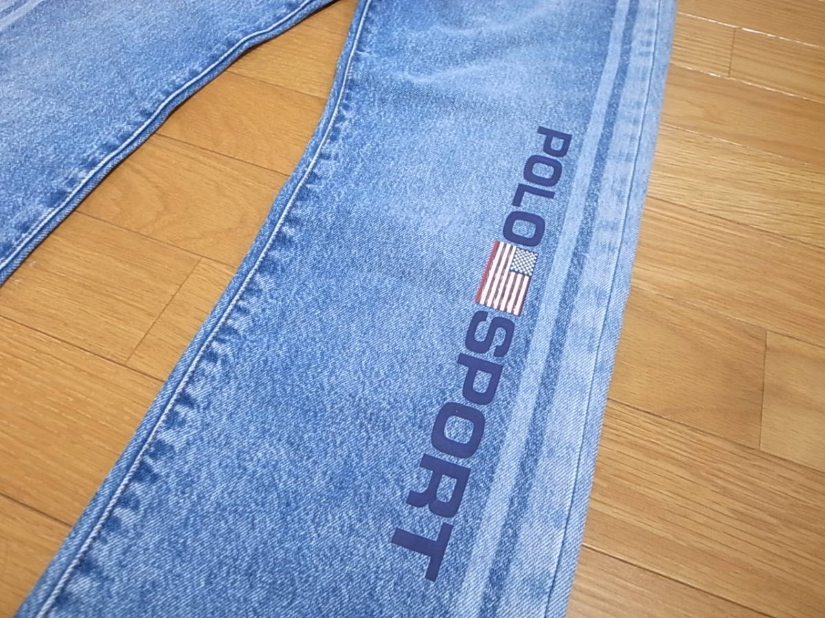 【送料無料 即決】 POLO SPORT RALPH LAUREN 復刻ポロスポーツ ラルフローレンVARICK SLIM STRAIGHT JEANS 34x30 ロゴLOGO デニム ジーンズ