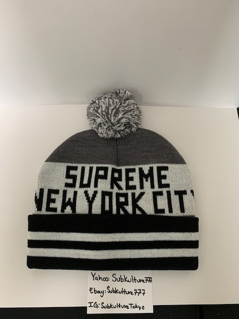 【新品】 Supreme　シュプリーム　NEW YORK CITY RARE GREY Logo Beanie ビニ グレー/ブラック　　帽子　希少