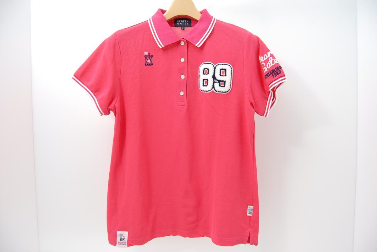 aday パーリーゲイツ 半袖鹿の子ポロシャツ ピンク 高い素材 USED※ネコポス発送可 日本最大級 L 49299 2