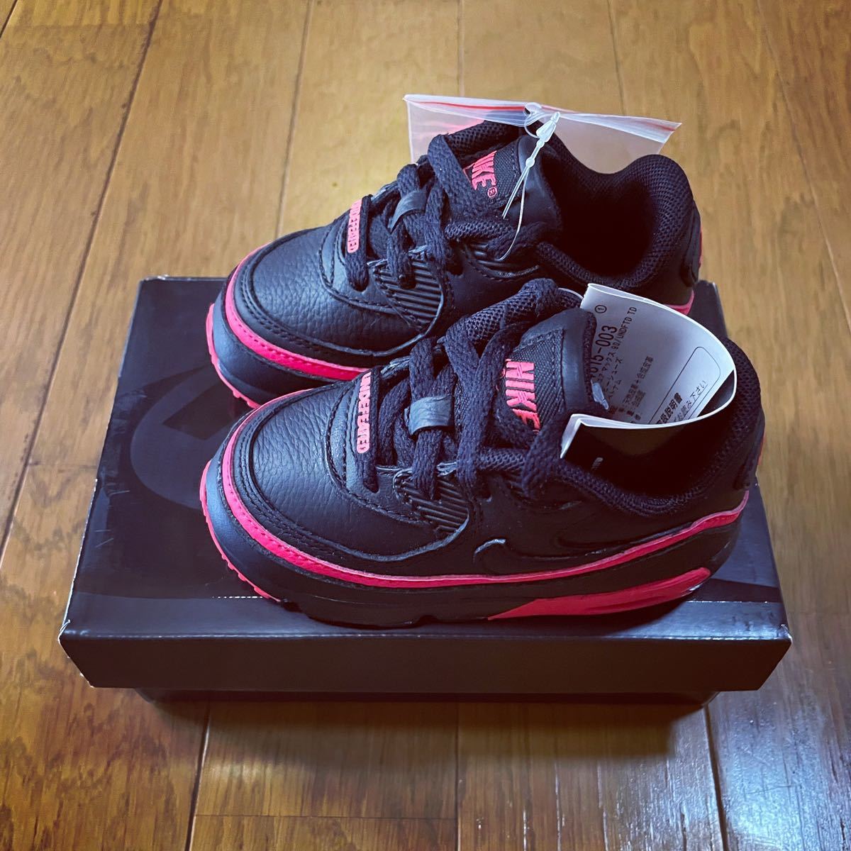 12cm UNDEFEATED NIKE TD AIR MAX 90 BLACK/RED_画像2
