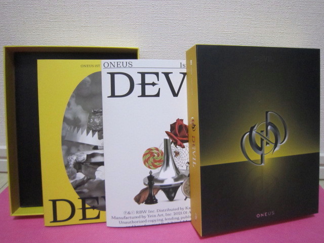 K-POP♪ ONEUS ワンアス 1集「DEVIL」Yellow ver. 韓国盤CD＋フォトブック BOX仕様／再生確認済み！_送料無料！再生確認済み♪