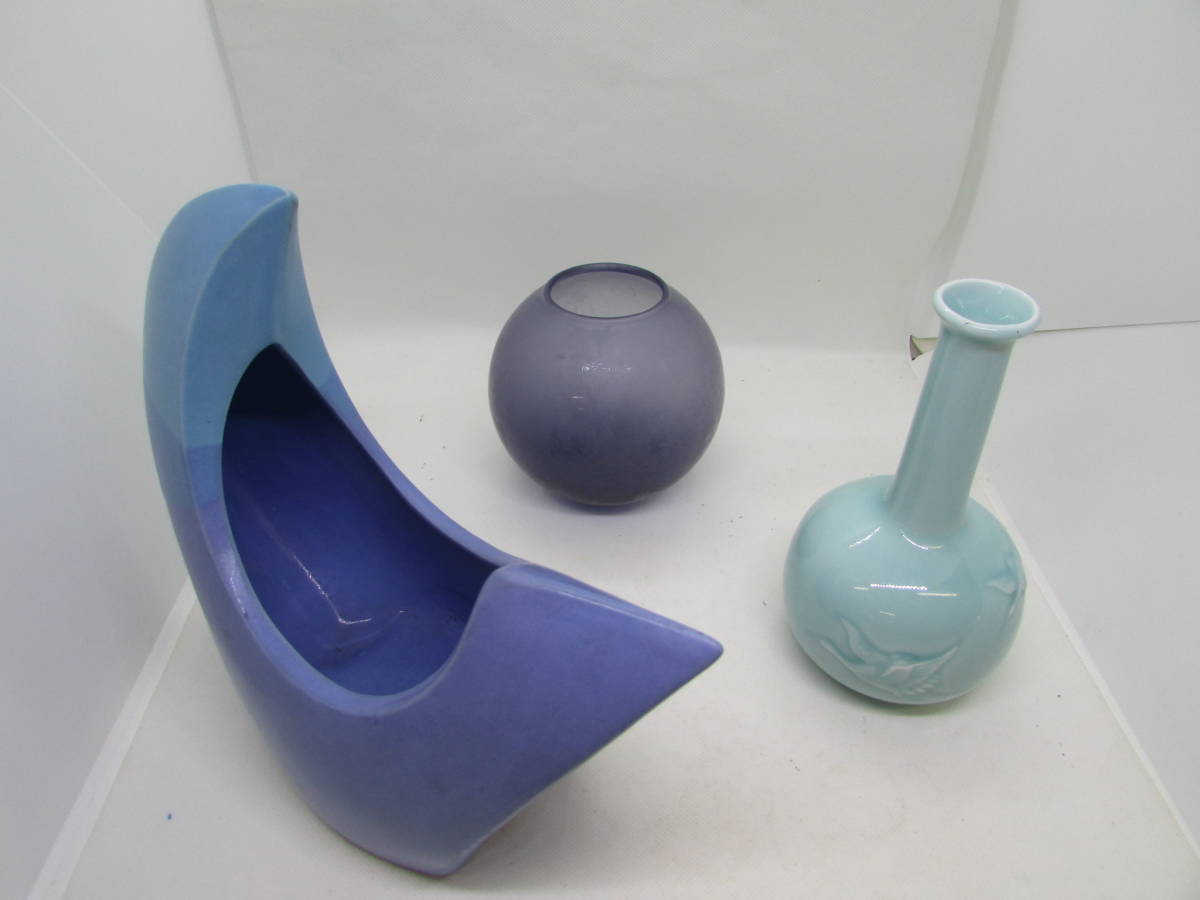 【送料無料】花瓶3種　水盤　花瓶　夏のインテリア　涼しげ　(K930)_画像1