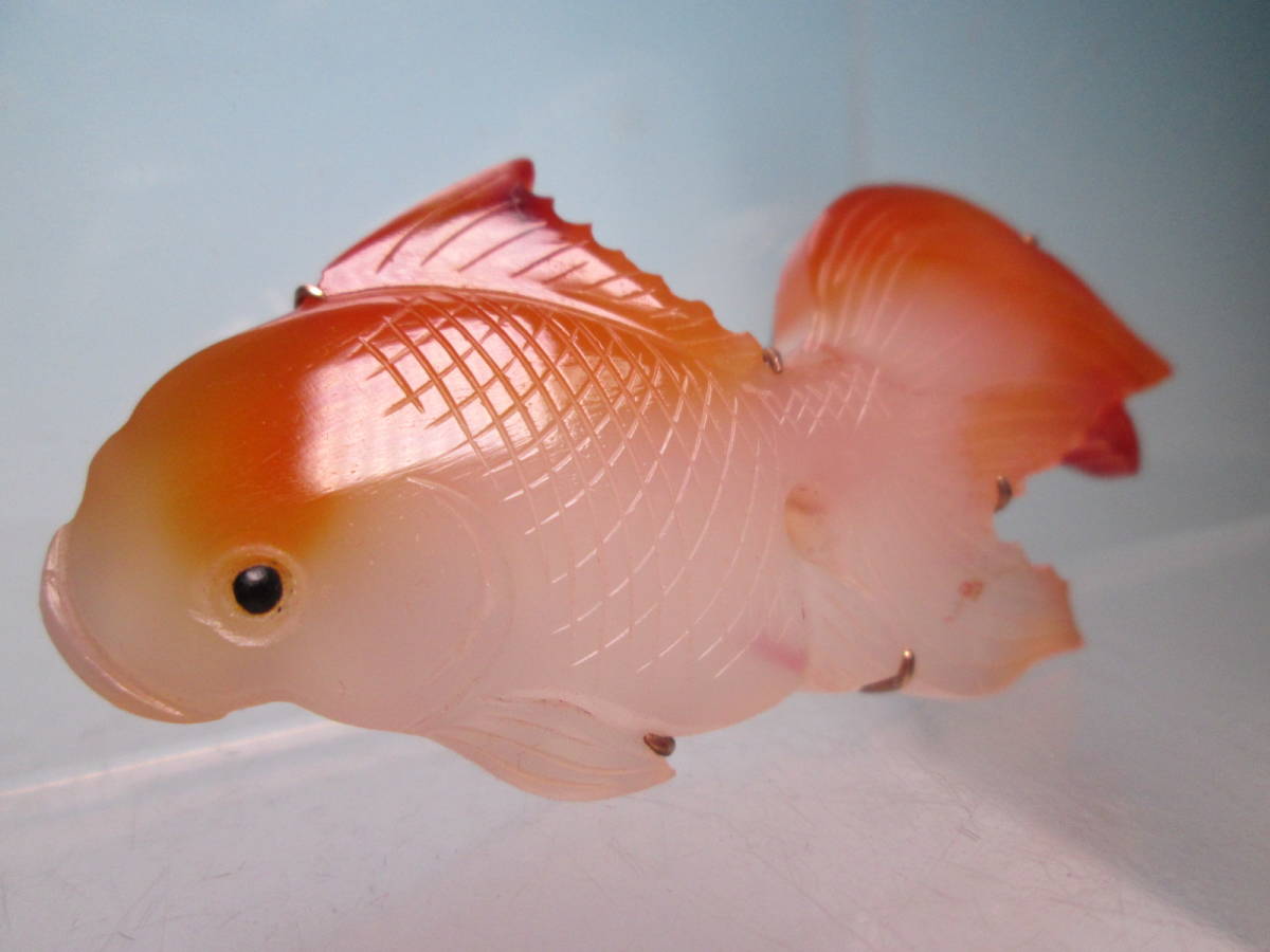 【江月】アンティーク・尼伊 K12 本瑪瑙 可愛い金魚の帯留め 23,36gの画像4