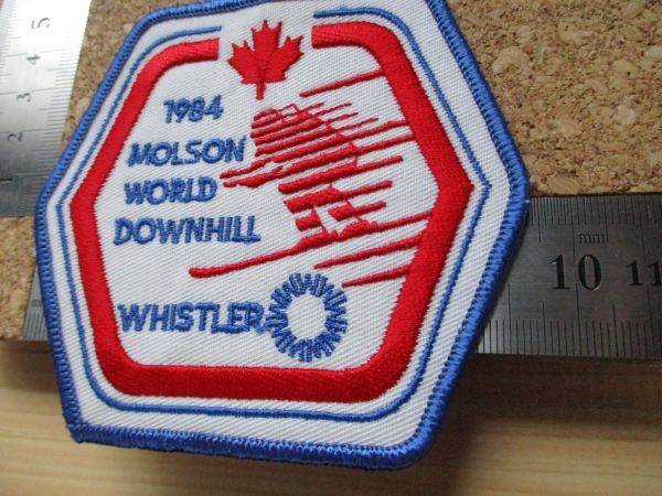 80s カナダ MOLSON WORLD DOWNHILLウィスラーWHISTLERビンテージ刺繍ワッペン/SKIスキー雪山ハイキング旅行スーベニア観光アルペンスキー_画像9