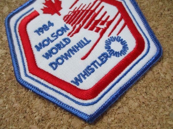 80s カナダ MOLSON WORLD DOWNHILLウィスラーWHISTLERビンテージ刺繍ワッペン/SKIスキー雪山ハイキング旅行スーベニア観光アルペンスキー_画像2