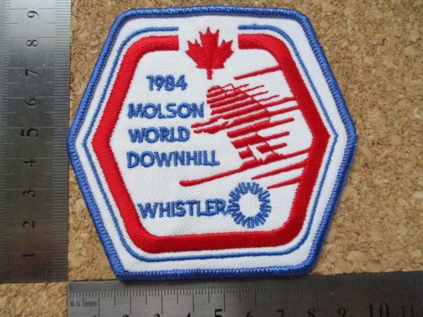 80s カナダ MOLSON WORLD DOWNHILLウィスラーWHISTLERビンテージ刺繍ワッペン/SKIスキー雪山ハイキング旅行スーベニア観光アルペンスキー_画像7