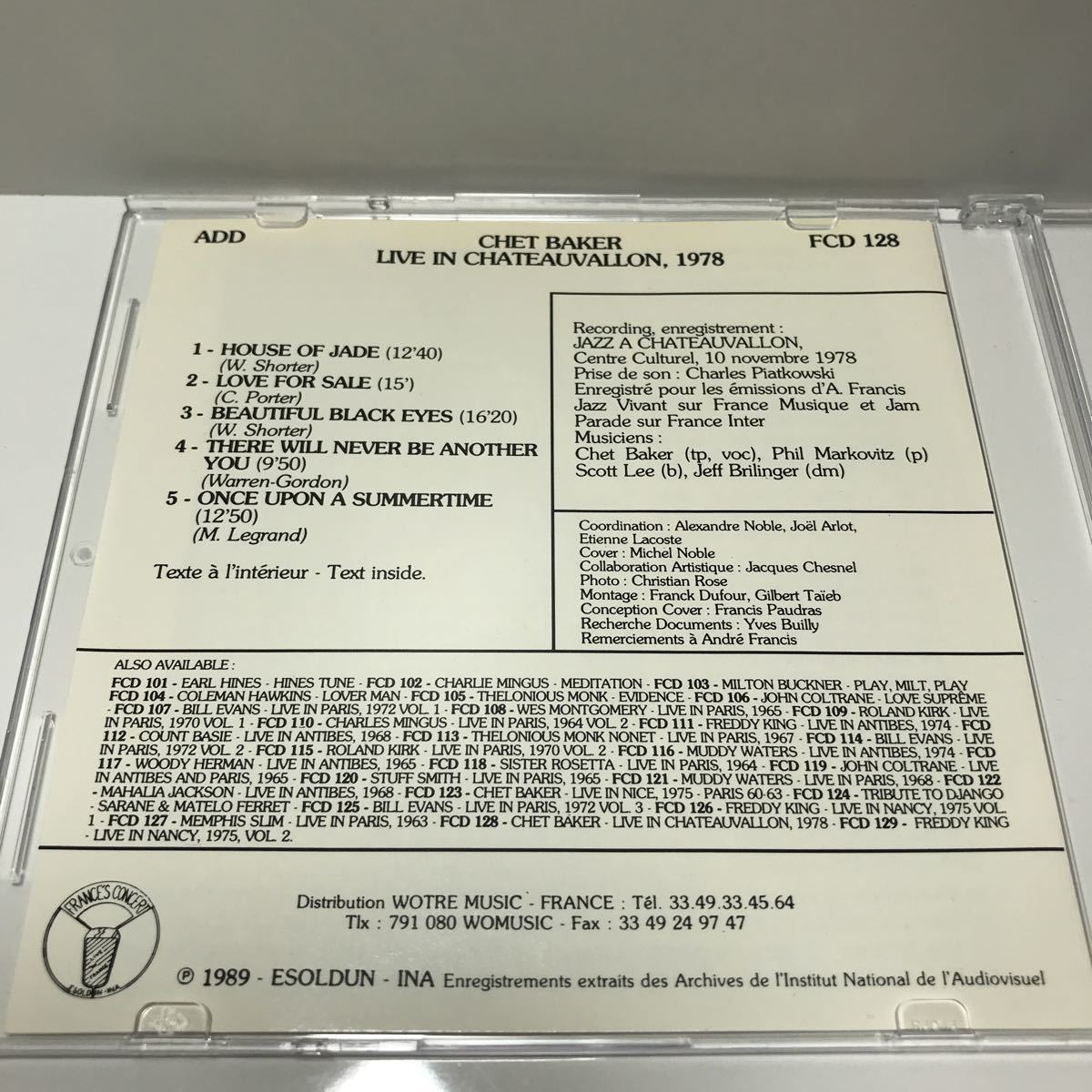 CD レア品 CHET BAKER - LIVE IN CHATEAUVALLON, 1978 チェット・ベイカー LIVE ライヴ ライブ フランス　_(J1)_画像2