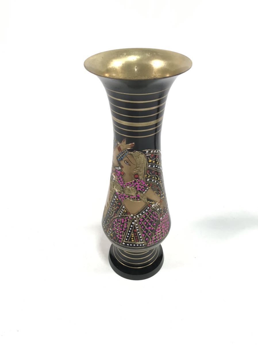  латунь ваза Индия производства желтый медь 24 см размер 2 шт. комплект 
