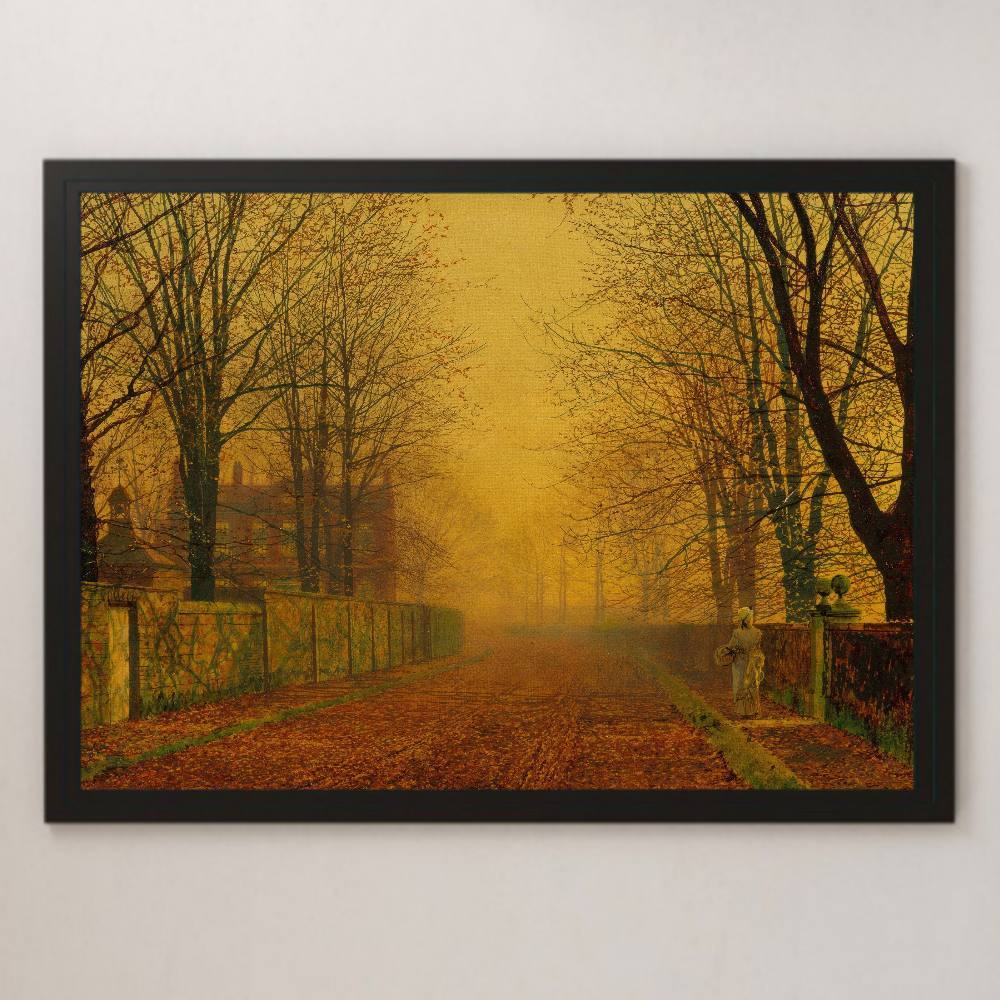  John * marks gold * Grimm show [...] picture art lustre poster A3 bar Cafe Classic interior landscape painting average tree road autumn . leaf 