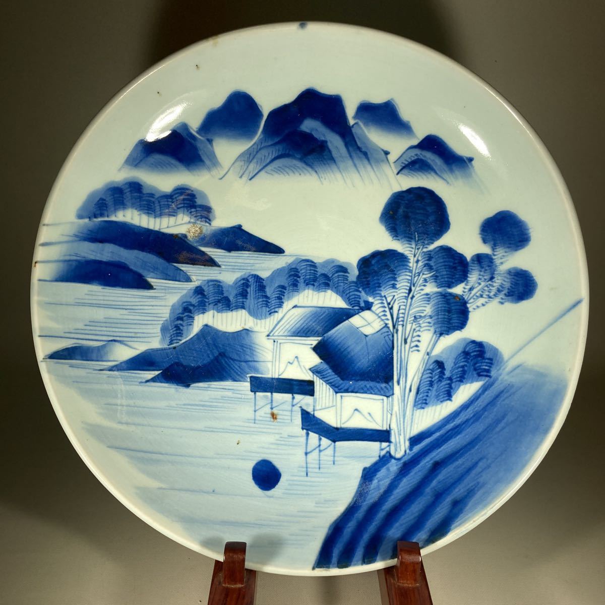 志田釜 古伊万里 染付 山水図 江戸時代