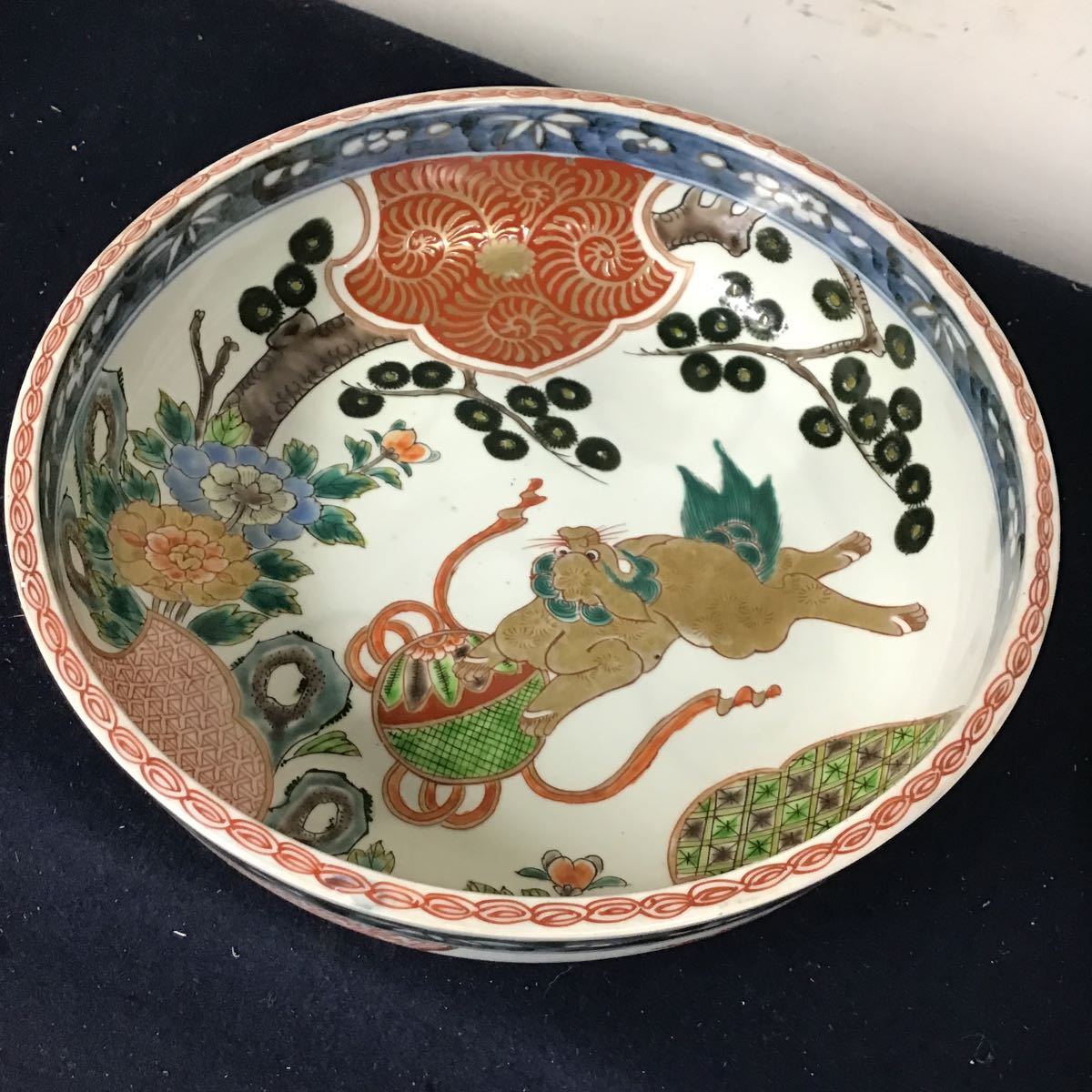 売れ筋新商品 江戸期 古伊万里 大鉢 中鉢 大小 金唐草模様 金彩玉獅子 商品はお値下げ可能 【名鉢】江戸時代後期 古伊万里 染錦 金彩色絵 梅花に福壽文字 28.7cm大鉢 食器