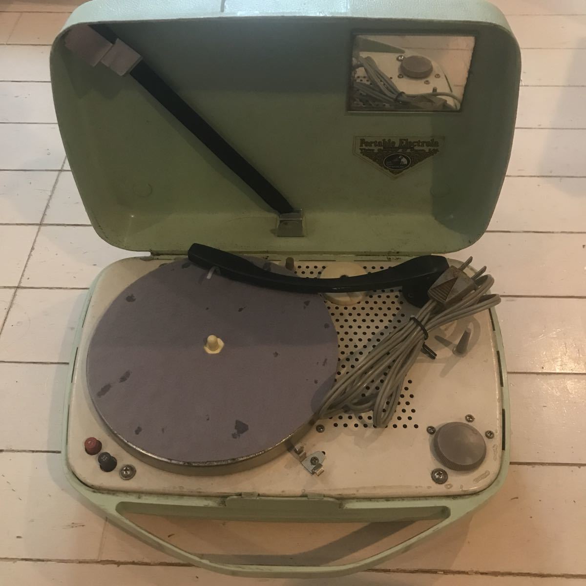 動作品 ビクター コンパクト ポータブル レコード プレーヤー 昭和