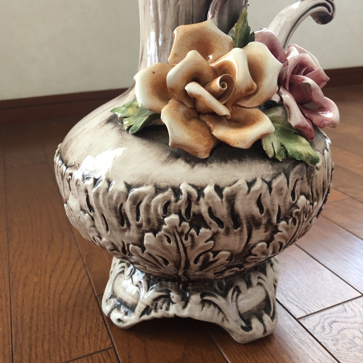 志野 花器 桐箱付き 1 花瓶 掛花入れ 骨董品 アンティーク 激安売上