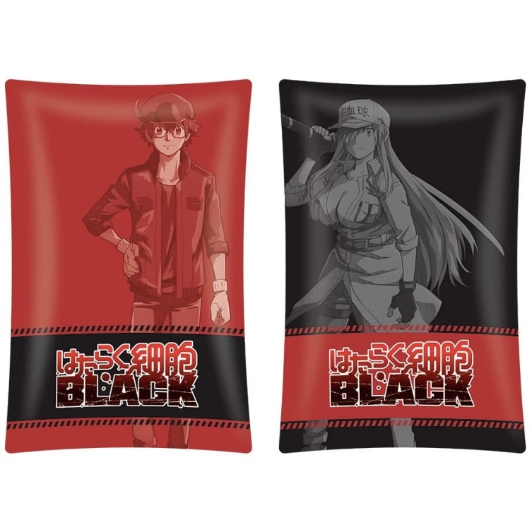 即決 送料無料 全2種セット★はたらく細胞 BLACK メガジャンボクッション★全長 約35cm×53cm_画像2