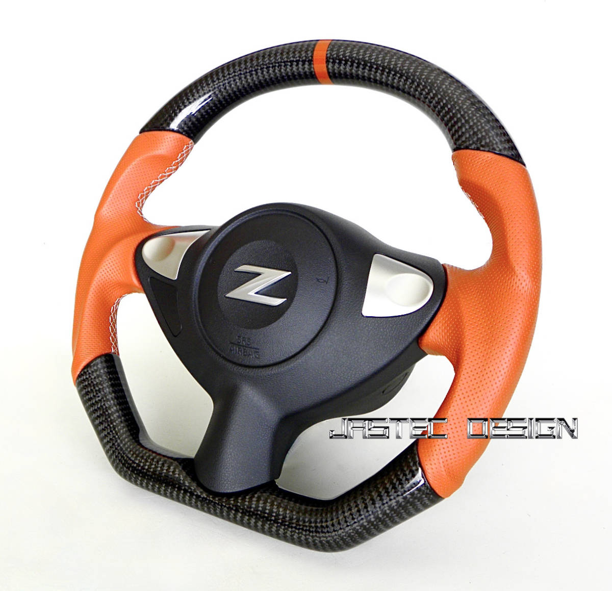 NEW build-to-order manufacturing goods NISSAN Nissan Z34 Fairlady Z D type carbon steering gear special color original leather orange original leather DR1 -DESIGN by JASTEC DESIGN