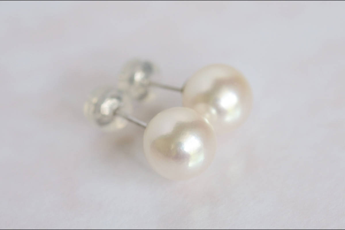 同梱不可】 ピアス 8.7mm 8.6mm あこや真珠 Pt900 新品 パール