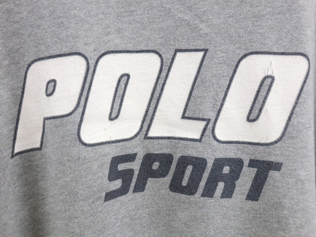 90'S POLO SPORT ポロスポーツ ビッグプリントTシャツ(XL)グレー ラルフローレン _画像5