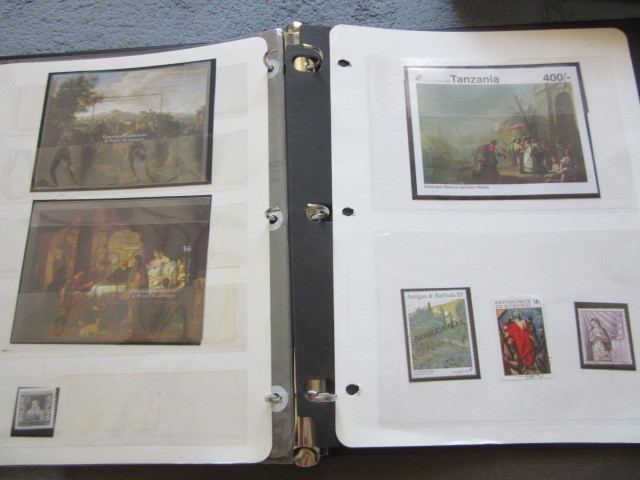  religion picture center. stamp collection approximately 57 leaf binder - entering lili