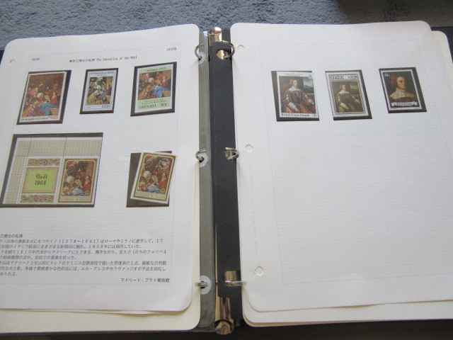  religion picture center. stamp collection approximately 57 leaf binder - entering lili