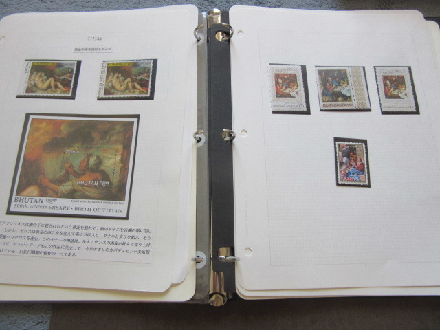  religion picture center. stamp collection approximately 57 leaf binder - entering lili