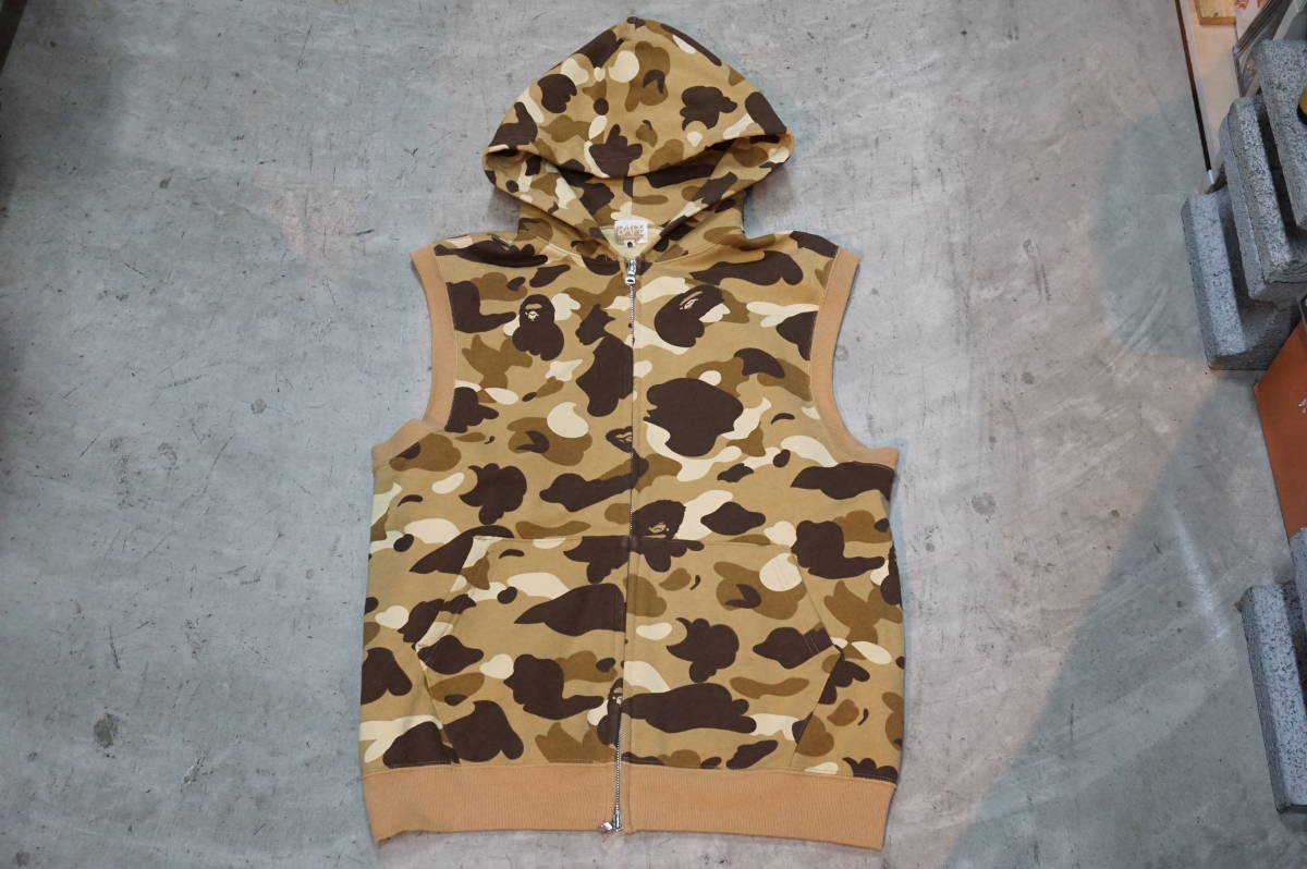 A BATHING APE★国内正規品 ア ベイシング エイプ スウェット フード ベスト サイズS カモ柄 /ファースト カモ 1st camo 初期 裏原宿 NIGO