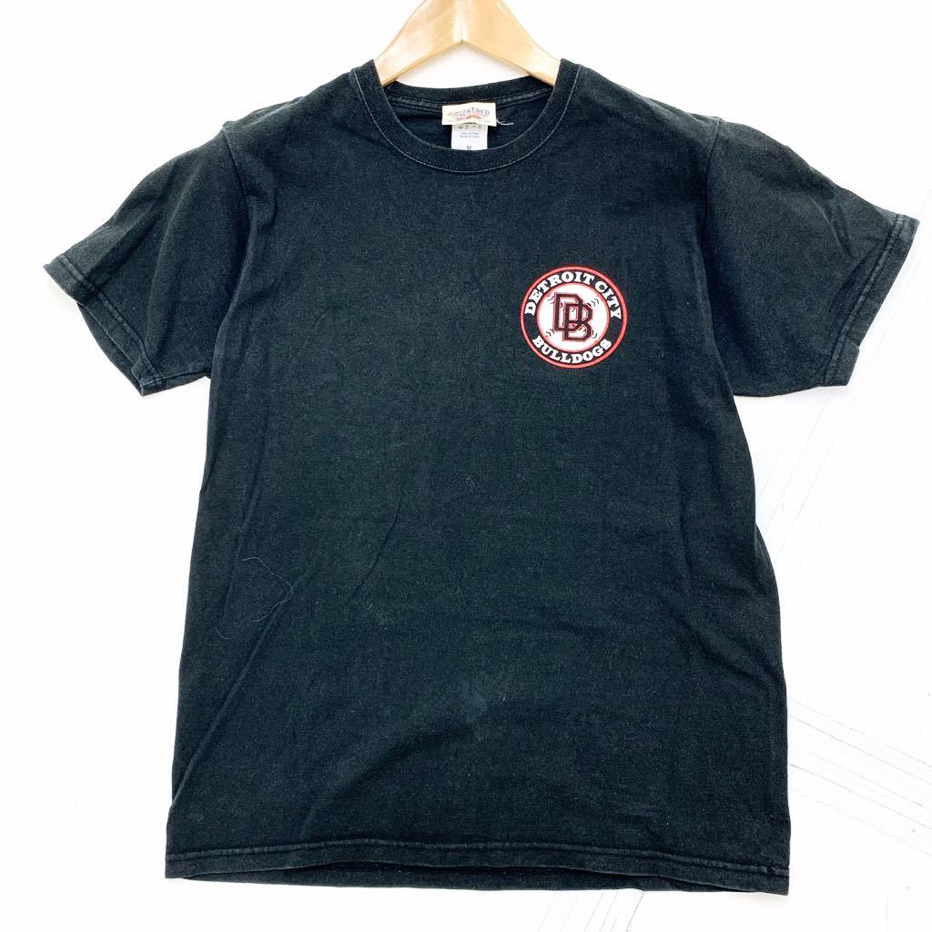KNACKERED ナッカード デトロイト ブルドッグス 半袖Tシャツ ブラック Mサイズ 両面ロゴ 黒 野球 ベースボール アメカジに♪■DB105_画像3