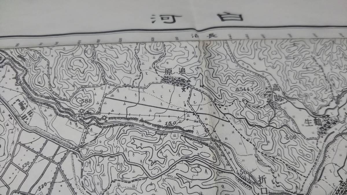 古地図 　白河　福岡県　地図　資料　46×57cm　　明治42年測量　　昭和34年印刷　発行　B