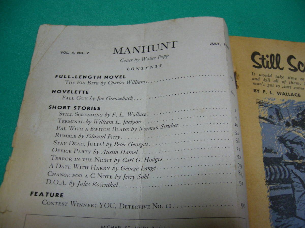 *. magazine *MANHUNT Volume 4, No.7 July 1956* mystery /Crime-Fiction/Charles Williams/Jerry Sohl