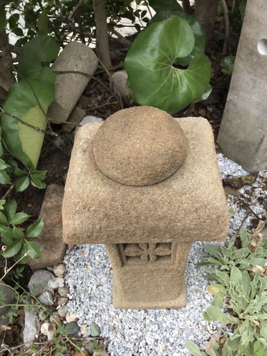 古民具建築雑貨茶庭オブジェ庭園工具【天然自然石置灯篭 古民具建築雑貨茶庭オブジェ庭園工具【天然自然石置灯篭