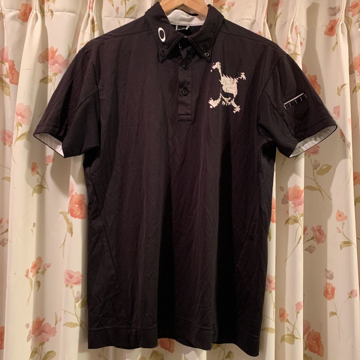 PayPayフリマ｜オークリーゴルフ スカル ポロシャツ ブラック Ｌ半袖