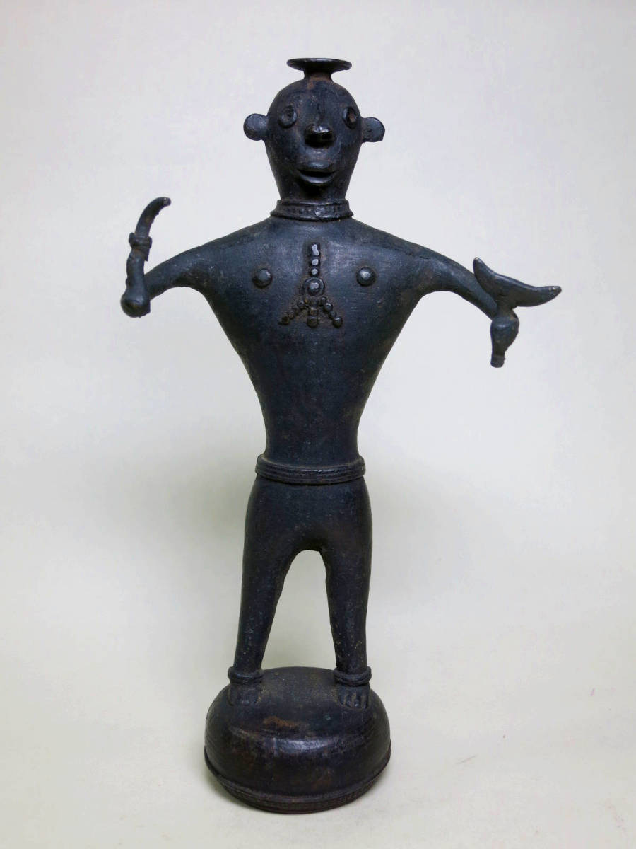 [大幸] 西アフリカ文明 古銅人物像 古代遺跡の出土品 ベニン王国 希少良品 歴史的遺物 Benin Bronzes エチオピア ブロンズ